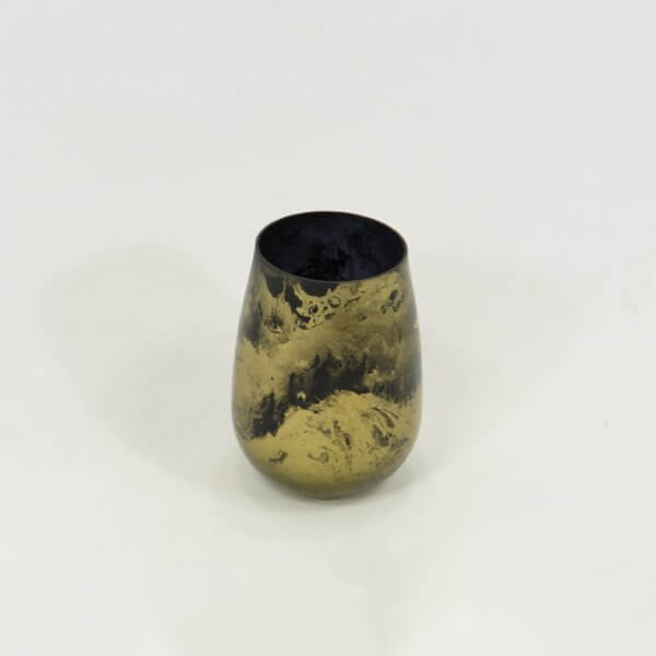 Marmeren vaas hoog/breed kleur zwart/goud